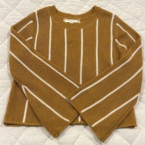 Chelsea & violet mustard brown striped girls sweater with bell sleeves
